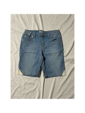Girls Cat & Jack Bermuda Shorts Size L (10/12) Blue Denim with Lace